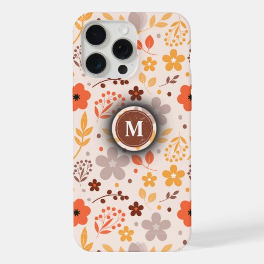 Personalisiertes Blumenmuster mit Monogrammname iPhone Hülle (Rückseite)