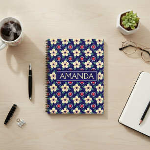 Personalisiertes Blumenmuster-Notebook Notizblock