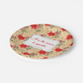 Personalisiertes Blumenmuster Pappteller (Schrägansicht)