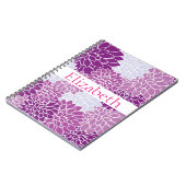 Personalisiertes Blumenmuster Rosa Lila Notizblock (Linke Seite)