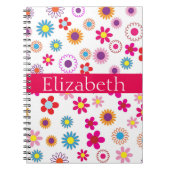 Personalisiertes Blumenmuster Rosa Weiß Notizblock (Vorderseite)