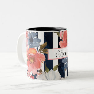 Personalisiertes Blumenmuster Zweifarbige Tasse