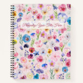 Personalisiertes BlumenNotebook - Farbenfrohe Blos Notizblock (Vorderseite)