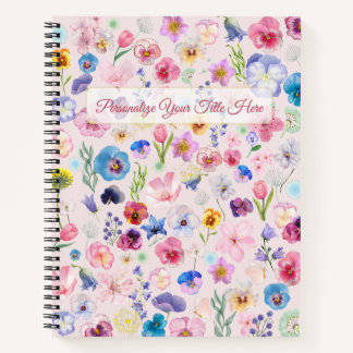 Personalisiertes BlumenNotebook - Farbenfrohe Blos Notizblock