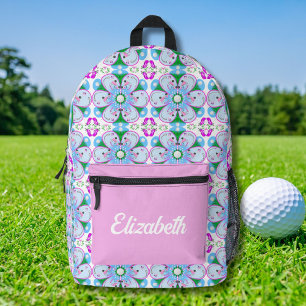 Personalisiertes Blumenrosa-Golf-Muster Bedruckter Rucksack