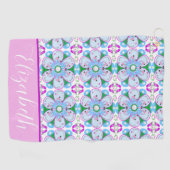 Personalisiertes Blumenrosa-Golf-Muster Golfhandtuch (Horizontal)