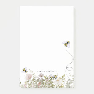 Personalisiertes Blumenwaben-Hummel-Monogramm Post-it Klebezettel