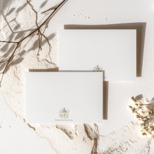 Personalisiertes Blumenwappen-Monogramm Mitteilungskarte