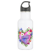 Personalisiertes Blumenwerk Edelstahlflasche (Vorderseite)