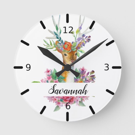 Personalisiertes Blumenwild Runde Wanduhr (Vorderseite)