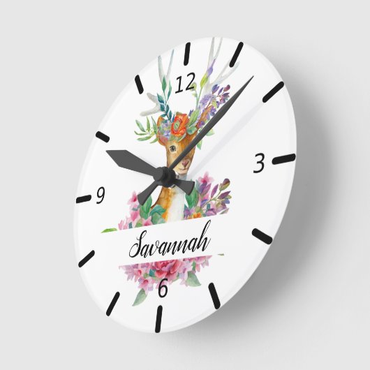 Personalisiertes Blumenwild Runde Wanduhr (Winkel)