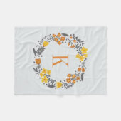 Personalisiertes Blumenwreath-u. Monogramm-orange Fleecedecke (Vorderseite (Horizontal))