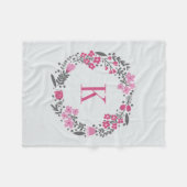 Personalisiertes Blumenwreath-u. Monogramm-rosa Fleecedecke (Vorderseite (Horizontal))