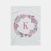 Personalisiertes Blumenwreath-u. Monogramm-rosa Fleecedecke (Vorderseite)