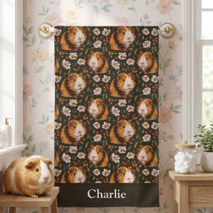 Personalisiertes Blumiges Meerschweinchen Badehandtuch