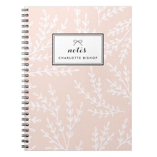 Personalisiertes Blush Foliage Muster Notizblock (Vorderseite)