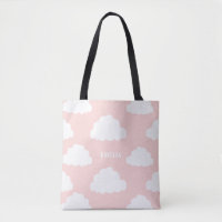 Personalisiertes Blush Tote-Beutel mit weißer Wolk