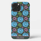 Personalisiertes Blütenmuster in Rosa iPhone Hülle (Rückseite)