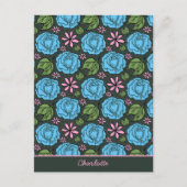 Personalisiertes Blütenmuster in Rosa Postkarte (Vorderseite)