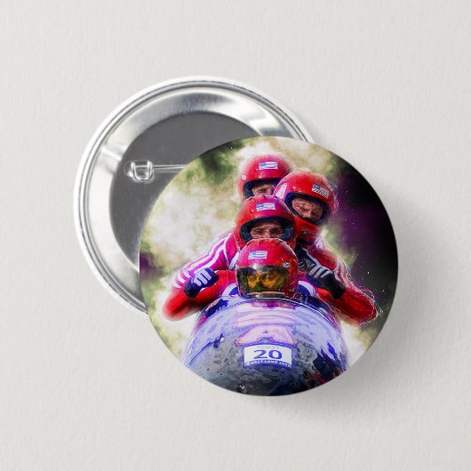 Personalisiertes Bobsled Sport Foto Button (Vorne & Hinten)