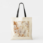 Personalisiertes Boho-Blumen-Namensdesign Tragetasche (Rückseite)