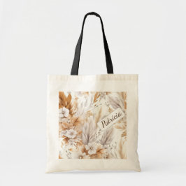 Personalisiertes Boho-Blumen-Namensdesign Tragetasche