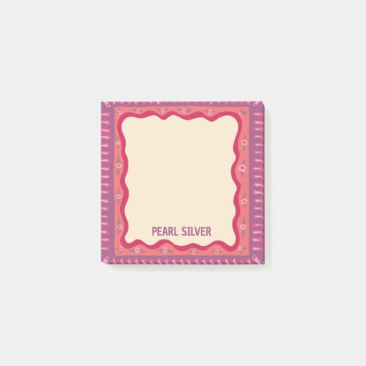 Personalisiertes Boho CUSTOM Chic Monogramm Post-it Klebezettel (Vorderseite)