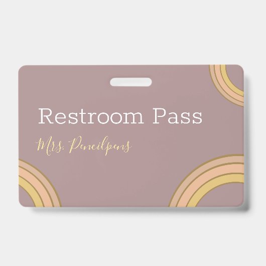 Personalisiertes Boho Rainbow Hall Pass Abzeichen Ausweis (Vorderseite)