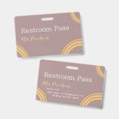 Personalisiertes Boho Rainbow Hall Pass Abzeichen Ausweis (Vorder- & Rückseite)