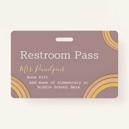 Personalisiertes Boho Rainbow Hall Pass Abzeichen Ausweis (Rückseite)