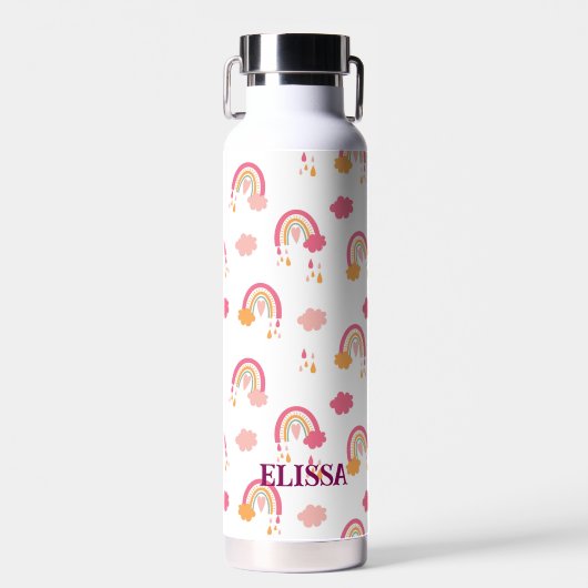 Personalisiertes Boho-Regenbogenmuster Trinkflasche (Vorne)
