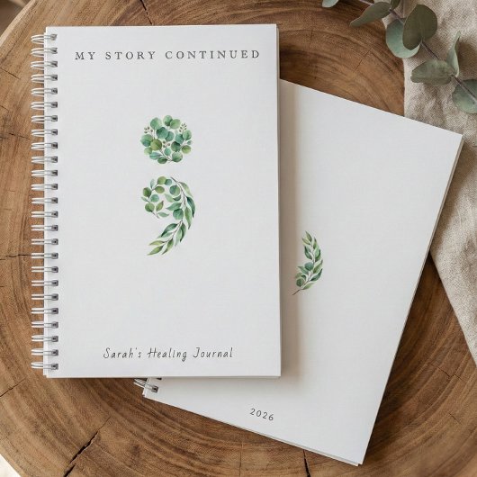 Personalisiertes Boho-Sage-Grün-Semikolon-Journal Notizblock