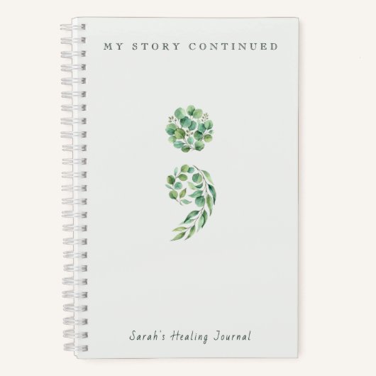 Personalisiertes Boho-Sagegrün-Semikolon-Journal Notizblock (Vorderseite)