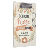 Personalisiertes Boho-Schulkrankenschwester-Schild Klemmbrett (Rechts)