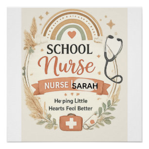 Personalisiertes Boho-Schulkrankenschwester-Schild Poster
