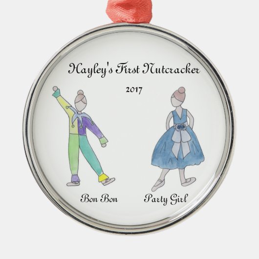 Personalisiertes Bon-Bon/Party-Girl Nutcracker-Orm Silbernes Ornament (Vorne)