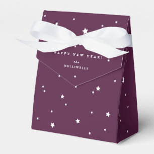 Personalisiertes Bordeaux + Weiße Sterne Neujahrsf Geschenkschachtel