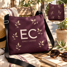 Personalisiertes bordeauxfarbenes botanisches Mono