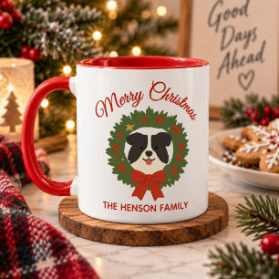 Personalisiertes Border Collie Familien-Weihnachte Tasse