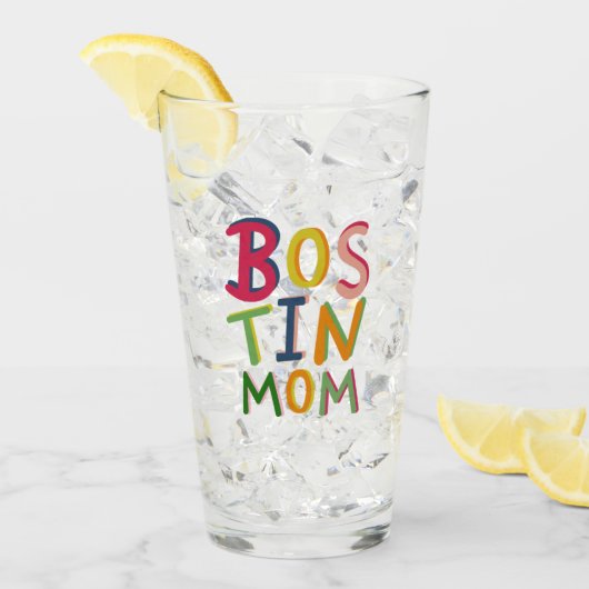 Personalisiertes Bostin-Mama-Schwarzglas Glas (Vorderseite Ice)