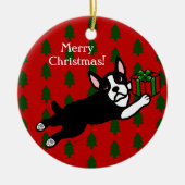 Personalisiertes Boston-Terrier-Weihnachten Keramikornament (Vorne)