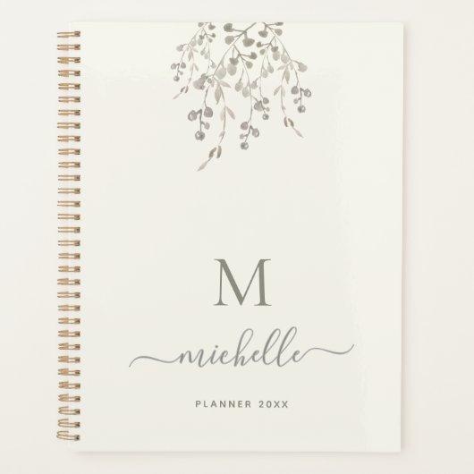 Personalisiertes botanisches Aquarell-Monogramm El Planer (Vorderseite)