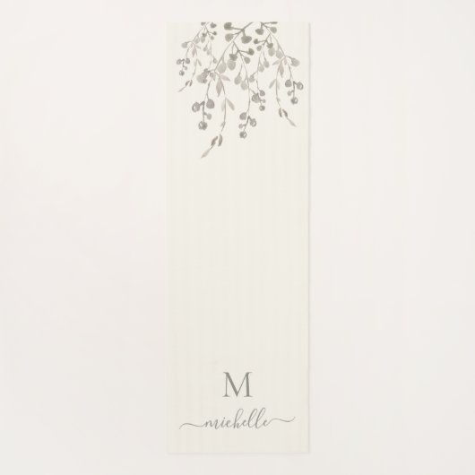 Personalisiertes Botanisches Aquarellmonogramm Elf Yogamatte (Rückseite)
