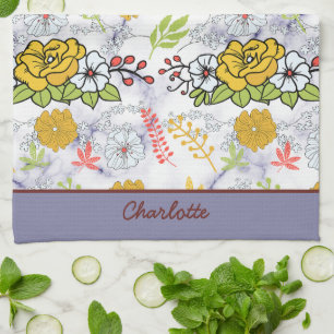 Personalisiertes botanisches Blumenmuster Geschirrtuch