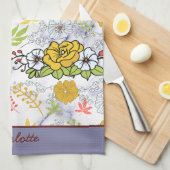 Personalisiertes botanisches Blumenmuster Geschirrtuch (Viertel Falte)