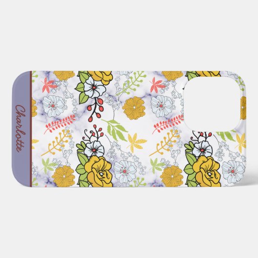 Personalisiertes botanisches Blumenmuster iPhone Hülle (Rückseite (Horizontal))