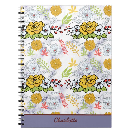 Personalisiertes botanisches Blumenmuster Notizblock (Vorderseite)