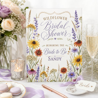 Personalisiertes botanisches Brautdusche-Wildblume Sockelschild