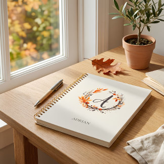 Personalisiertes botanisches Herbst-Monogramm Notizblock