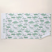 personalisiertes botanisches Muster Strandtuch (Vorderseite)